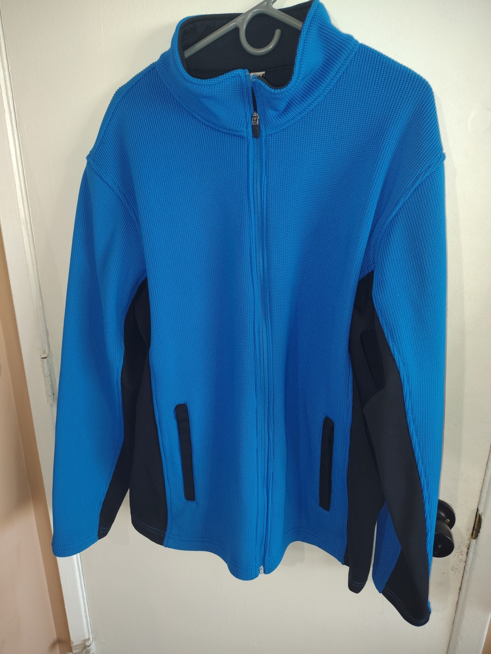 Alpine Design Knit  Zip Up Royal Blue Jacket with Black Trim Size XL